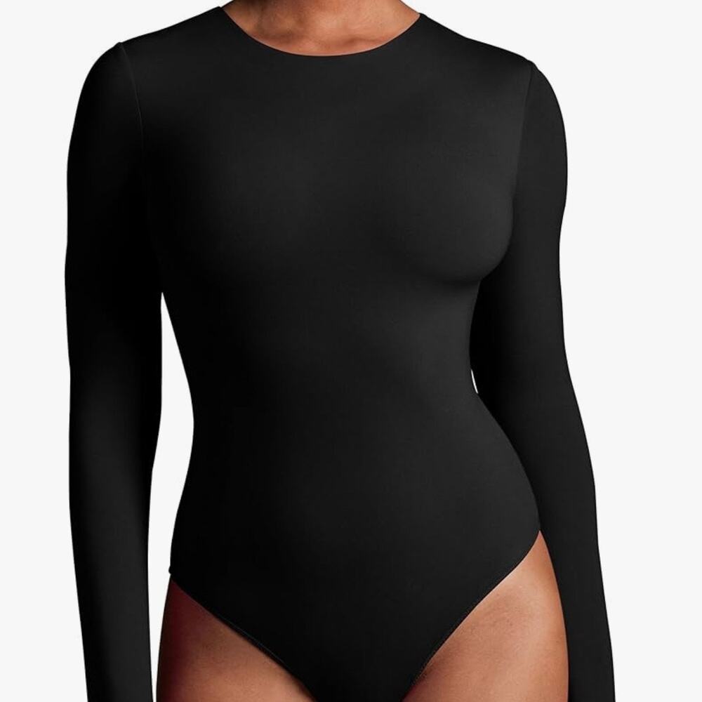 IUGA Long Sleeve Bodysuits for Women Crew Neck Bodysuit Size S Black (C123)